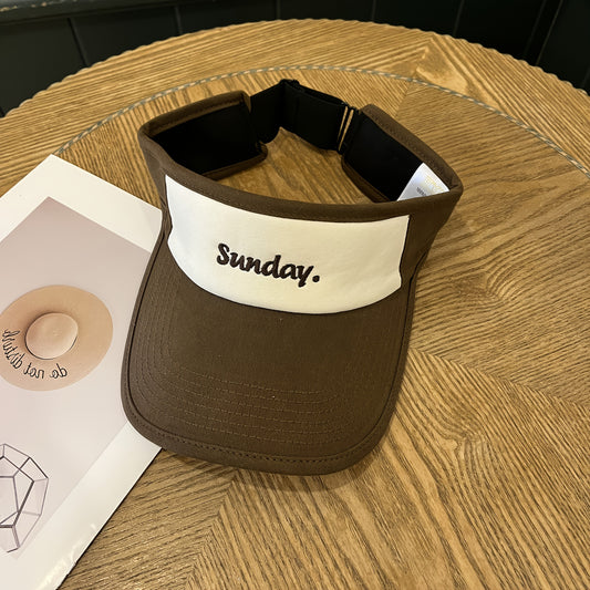 2pcs New 2025 Spring And Summer Visors in Coffee + White, Korean-Style Color-Block Open-Top Hats for Women, Summer Outdoor Duckbill Hats, Versatile Streetwear Empty Top Sun Hats, Polyester, Suitable for Middle-Aged People, Park Walks.
