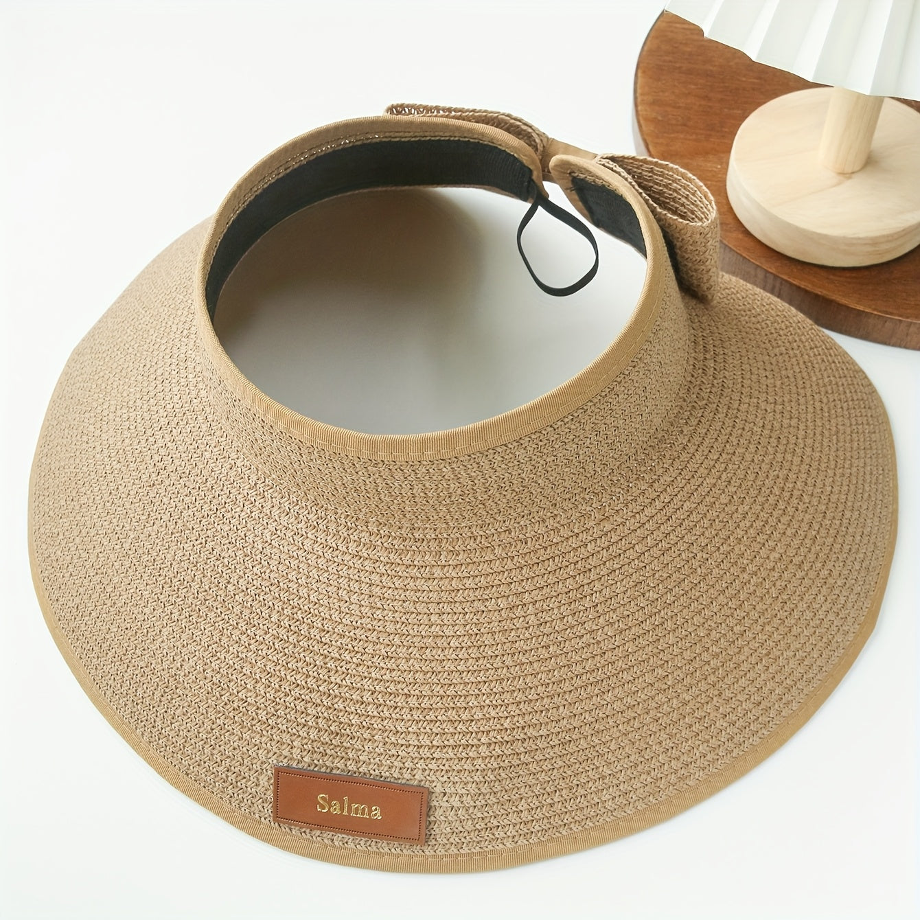 1pc Custom Name Women's Sun Hat - Personalized Golden Monogram Wide Brim Straw-Style Polyester Beach Hat, Foldable Packable Summer Visor with Snap Closure, Mother's Day Birthday Gift