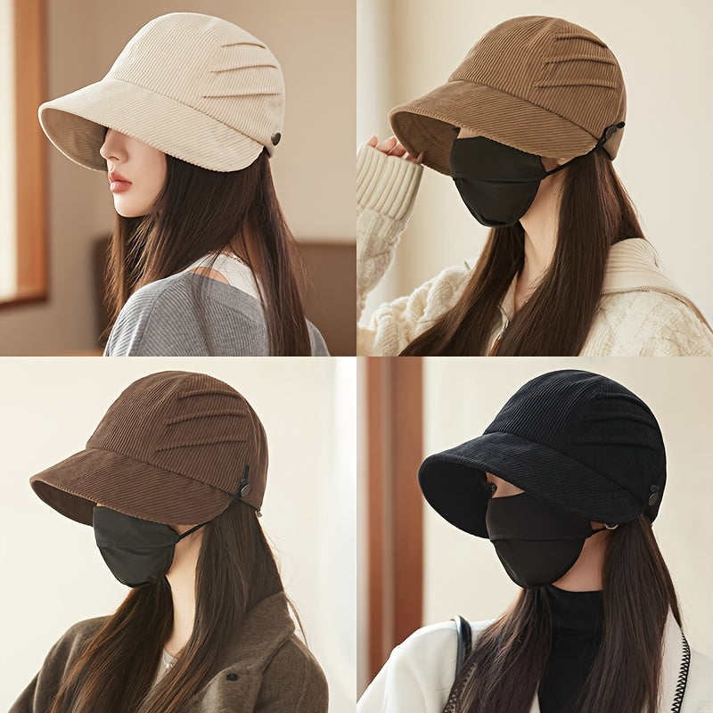 Anime-Inspired Corduroy Baseball Cap for Women, Breathable Polyester, Adjustable Fit, Craftsmanship, with Machine Washable for All-Season Versatile Hat