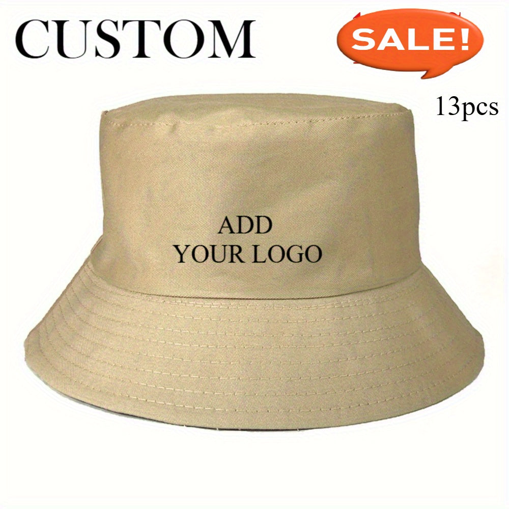 13pcs Customizable Wide-Brimmed Bucket Hats for Men & Women - Breathable, Adjustable Snap Closure, All-Season Outdoor Hats with Personalized Text & Patterns for Camping, Fishing, Travel, Music Festivals, Festive Headwear, Durable Headgear