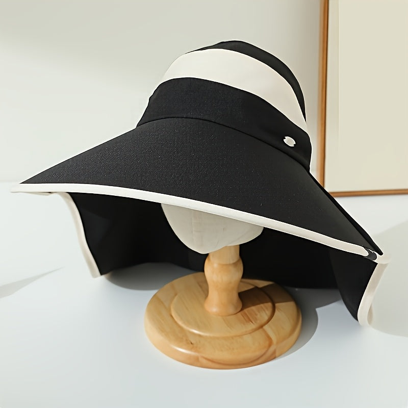 2pcs Women's Lightweight Breathable Sun Visor Hats - Wide Brim, Two-Tone Khaki & Cream, Foldable Design for Outdoor Activities, Camping, Travel, and Fishing