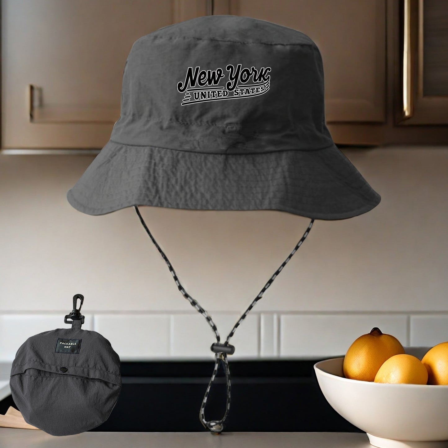 New York United States Bucket Hat - Lightweight, Foldable Outdoor Fishing Hat with Adjustable Strap, Machine Washable, Ideal for Hiking and Sports, Sports Accessories | Adjustable Headgear | Lightweight Hat
