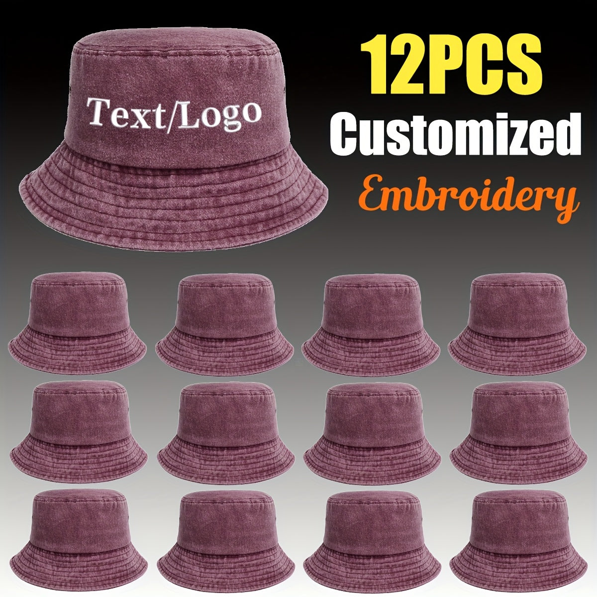 12pcs of Bucket Hats, Featuring Custom Embroidered Patterns And Letters, Breathable And Lightweight, Available in Various Colors, Suitable for Both Men And Women, Stylish Design, Perfect for Mother'S Day Gifts.
