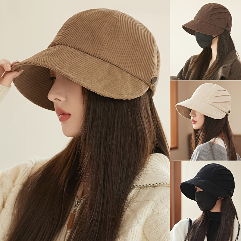 Anime-Inspired Corduroy Baseball Cap for Women, Breathable Polyester, Adjustable Fit, Craftsmanship, with Machine Washable for All-Season Versatile Hat
