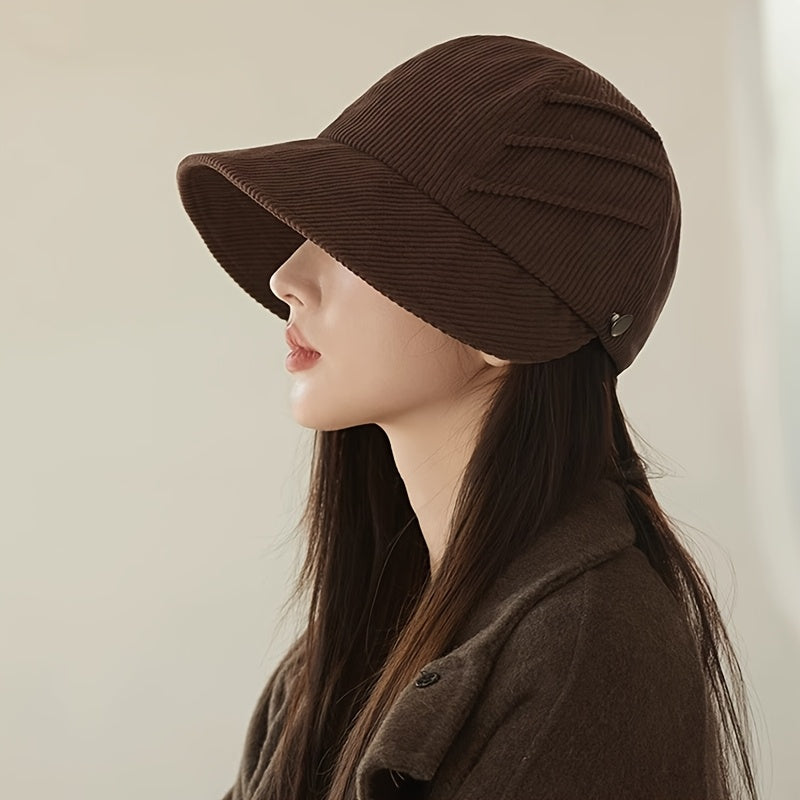 Anime-Inspired Corduroy Baseball Cap for Women, Breathable Polyester, Adjustable Fit, Craftsmanship, with Machine Washable for All-Season Versatile Hat