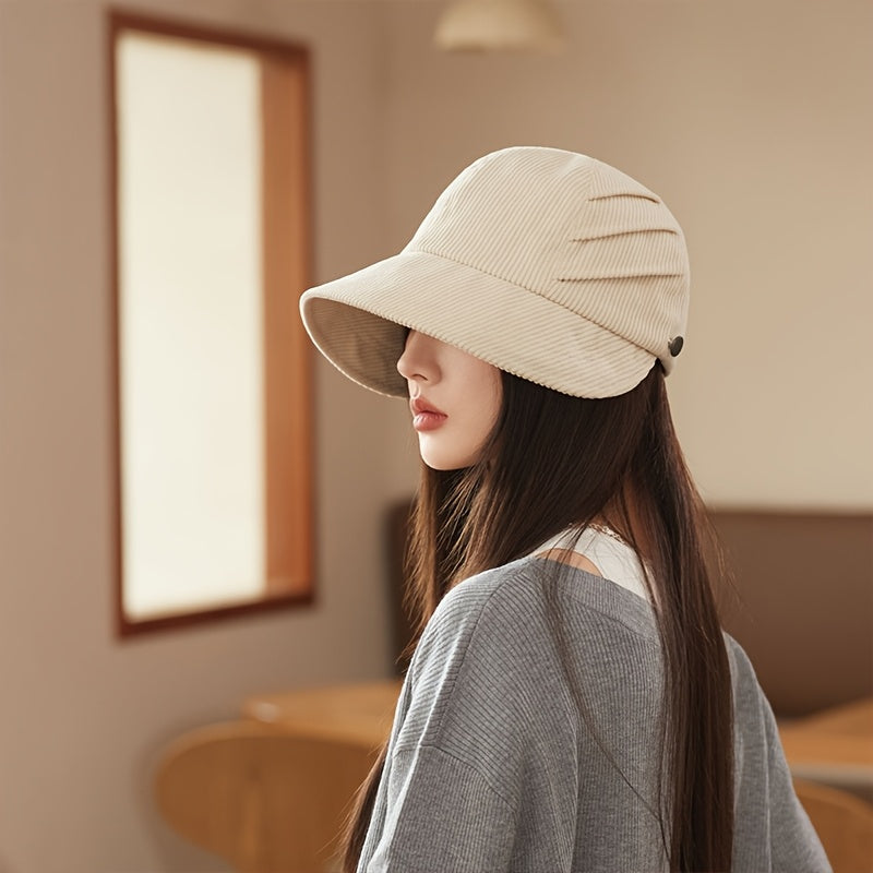 Anime-Inspired Corduroy Baseball Cap for Women, Breathable Polyester, Adjustable Fit, Craftsmanship, with Machine Washable for All-Season Versatile Hat