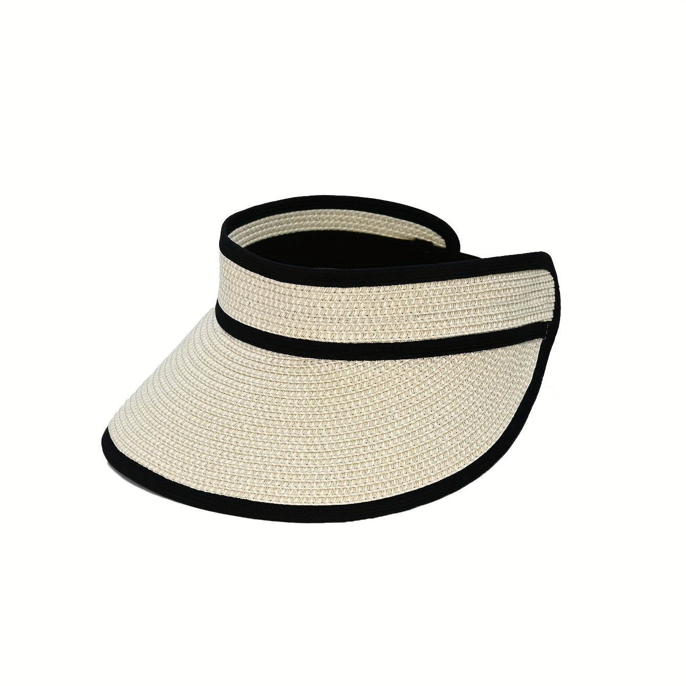 French Chic Adjustable Two-Tone Sun Hat - Lightweight Breathable Straw-Style Design with Hollow Top for Outdoor Travel, Camping, Beach & Picnics