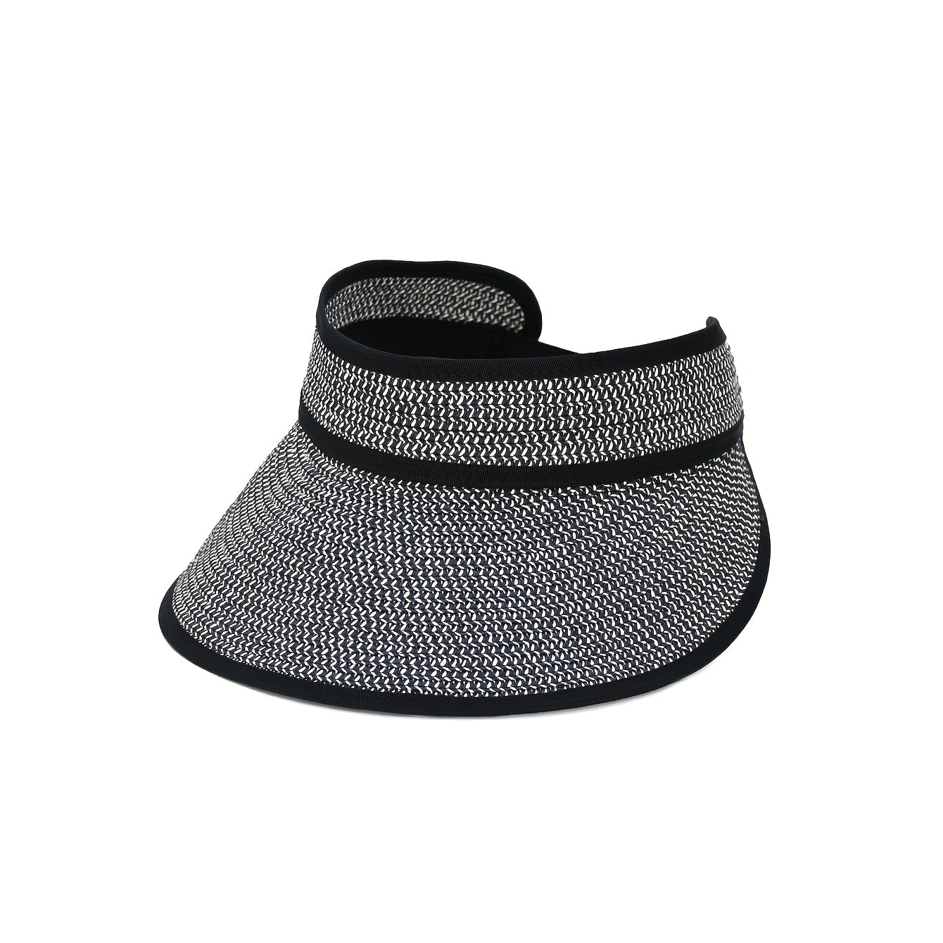 French Chic Adjustable Two-Tone Sun Hat - Lightweight Breathable Straw-Style Design with Hollow Top for Outdoor Travel, Camping, Beach & Picnics