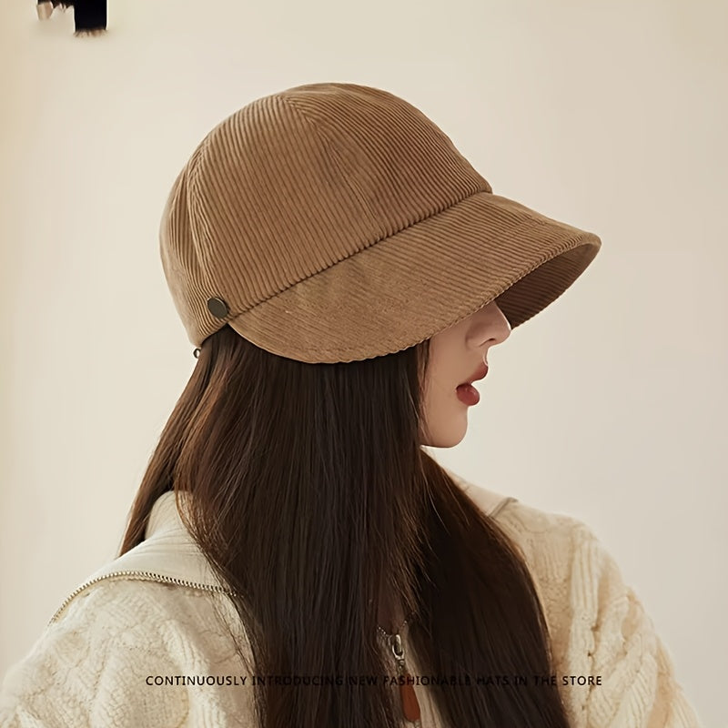 Anime-Inspired Corduroy Baseball Cap for Women, Breathable Polyester, Adjustable Fit, Craftsmanship, with Machine Washable for All-Season Versatile Hat