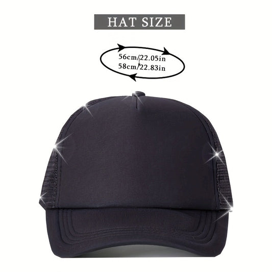 Adjustable Mesh Trucker Hat for Women - Breathable, Casual Summer Baseball Cap with Y2K Style, Black, Unisex Design for Men and Women, Casual Headwear | Y2K Fashion Cap | Breathable Mesh Cap