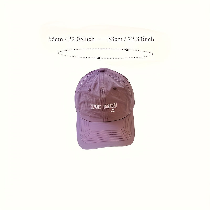 2pcs Baseball Cap Set, Beige + Khaki Quick-Dry Letter IVE Been Embroidered joyful Face Thin Breathable Caps for Men and Women, Suitable for Outdoor Hiking, Camping, Beach Outings, Street Drawing, Playing Ball