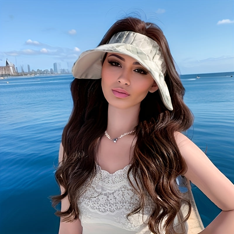 1pc 2025 Spring\u002FSummer New Printed Open-Top Sun Visor Hat Adjustable Fisherman Hat and Beauty Suitable for Beach Walking Vacation Trave