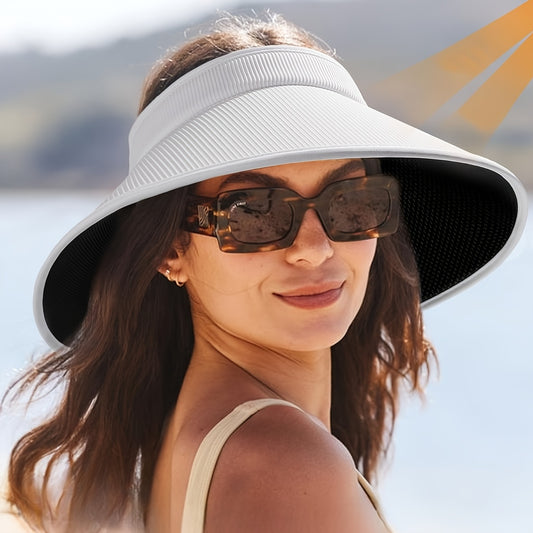 CAMPTRACE Women'S Wide Brim Sun Hat - Lightweight Breathable Beach Hat with Adjustable Strap, Black Visor for Outdoor Activities, Casual & Formal Events - Perfect Gift for Women, Travel Accessory, Classic Design, Durable Construction, Beach Accessories