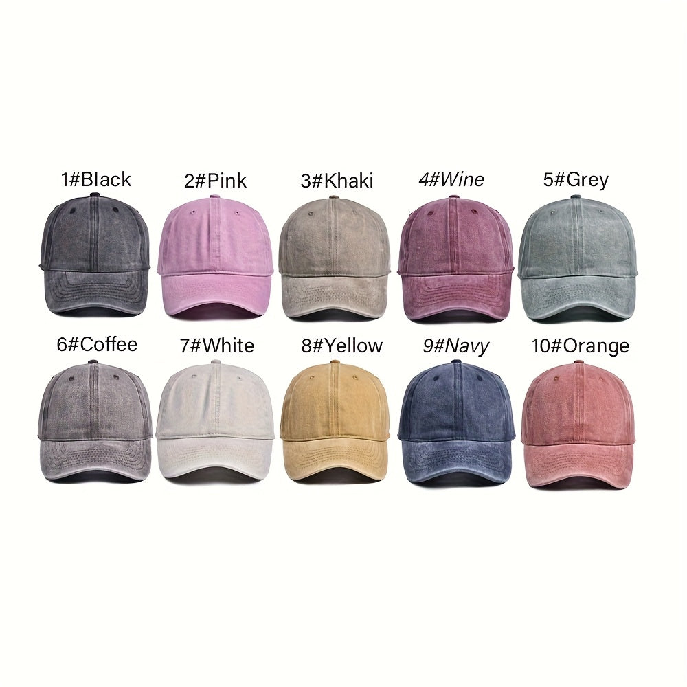10pcs Vintage Washed Baseball Cap Set, Men's Logo Advertising Hat, Women's Soft Top Distressed Fisherman Hat