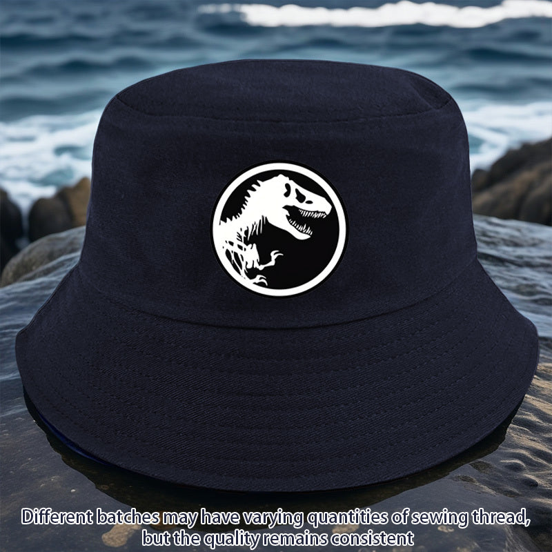 1pc Dinosaur Bone Print Bucket Hat, All-Season Lightweight Polyester Fisherman Cap with Toggle Closure, Machine Washable, Fitted Design - Multiple Colors Available