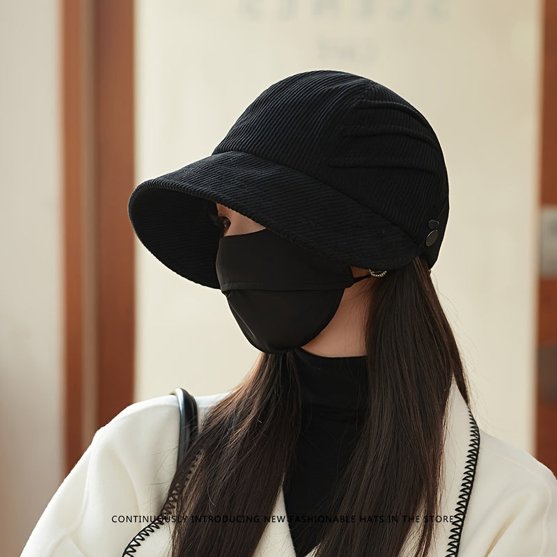 Anime-Inspired Corduroy Baseball Cap for Women, Breathable Polyester, Adjustable Fit, Craftsmanship, with Machine Washable for All-Season Versatile Hat