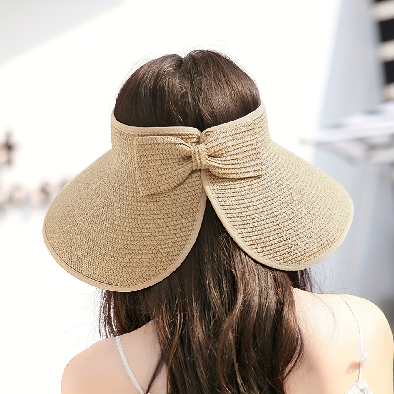 1pc Custom Name Women's Sun Hat - Personalized Golden Monogram Wide Brim Straw-Style Polyester Beach Hat, Foldable Packable Summer Visor with Snap Closure, Mother's Day Birthday Gift