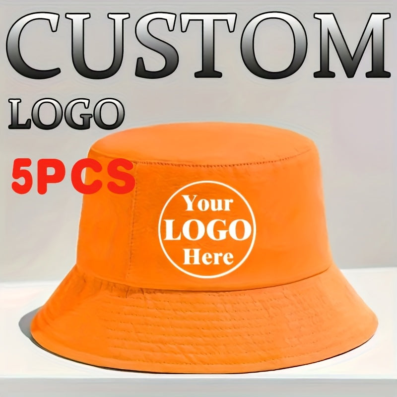 5pcs Customizable Men'S Bucket Hats - Personalized Design, Comfortable & Durable, Perfect for Outdoor Activities, Adjustable Fit, Breathable Fabric, Hand Wash Only, Outdoor Accessories | Adjustable Bucket Hat | Durable Hat