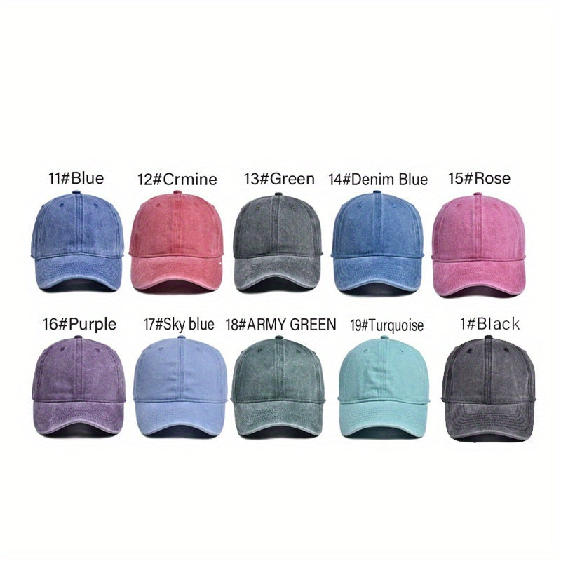 10pcs Vintage Washed Baseball Cap Set, Men's Logo Advertising Hat, Women's Soft Top Distressed Fisherman Hat