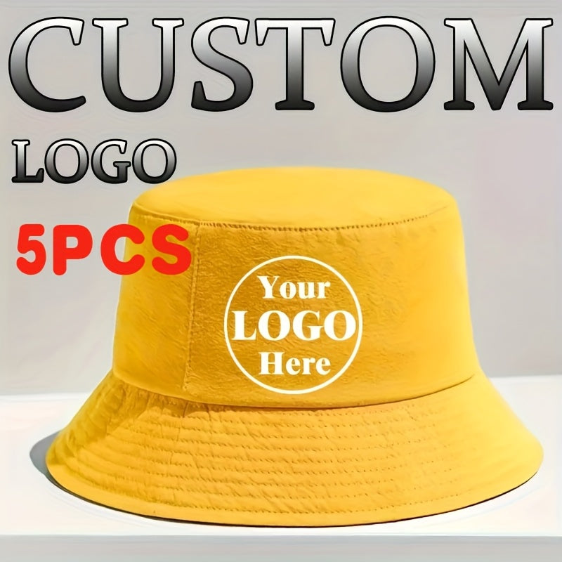 5pcs Customizable Men'S Bucket Hats - Personalized Design, Comfortable & Durable, Perfect for Outdoor Activities, Adjustable Fit, Breathable Fabric, Hand Wash Only, Outdoor Accessories | Adjustable Bucket Hat | Durable Hat