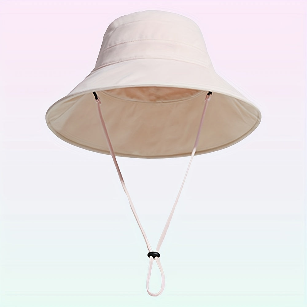 5pcs AOWUUC Women's Double-Sided Quick-Dry Fisherman Hats - Reversible Black & Beige, Lightweight Sun Protection with Adjustable Drawstring, Compact Foldable Design for Outdoor Camping, Beach, Hiking, Beach Hat | Casual Headwear | Durable Headgear