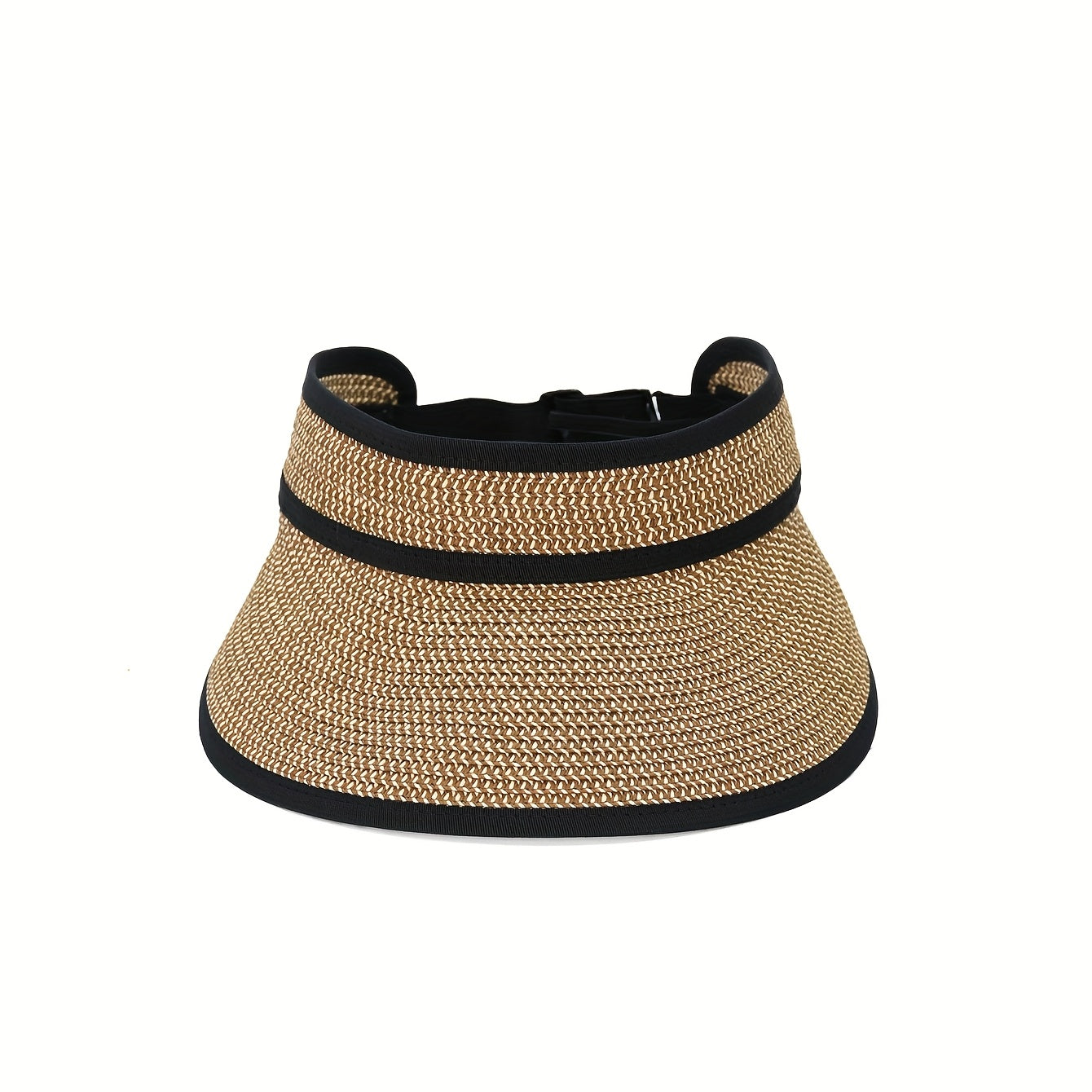 French Chic Adjustable Two-Tone Sun Hat - Lightweight Breathable Straw-Style Design with Hollow Top for Outdoor Travel, Camping, Beach & Picnics