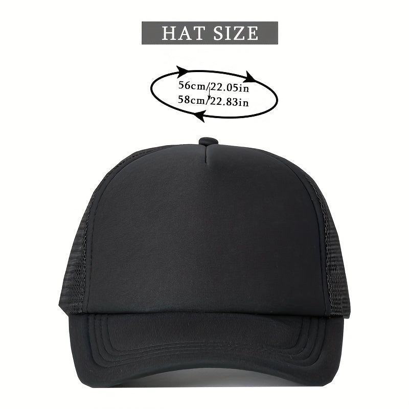 Adjustable Mesh Trucker Hat for Women - Breathable, Casual Summer Baseball Cap with Y2K Style, Black, Unisex Design for Men and Women, Casual Headwear | Y2K Fashion Cap | Breathable Mesh Cap