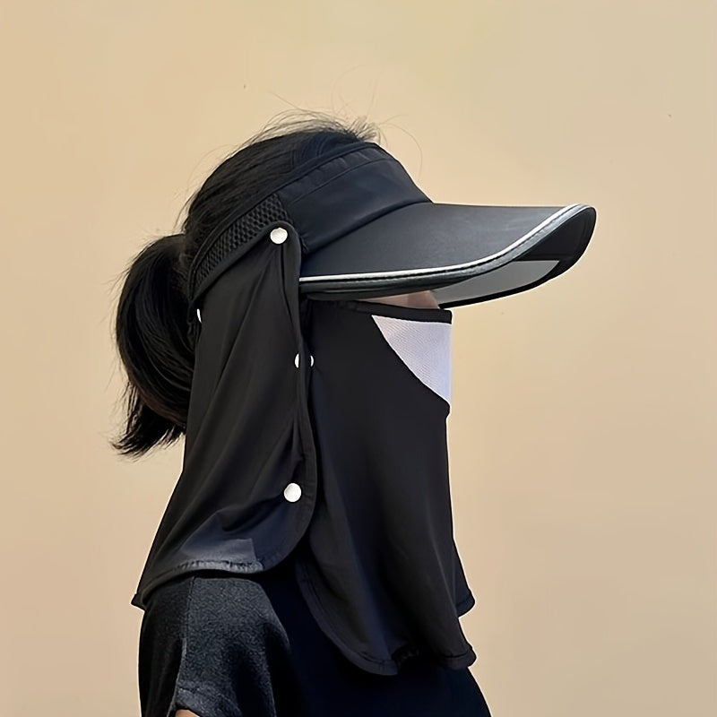3-in-1 Sun Visor Hat 3-in-1 Women's Full Face Sun Protection Visor Hat | Soft Ice Fabric, Breathable & Comfortable | Durable UV Shield for Outdoor Sports, Golf, and Casual Wear, Solid Gray