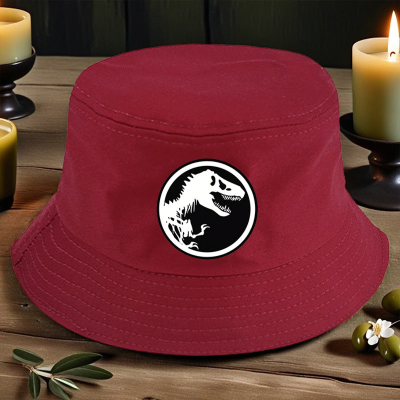 1pc Dinosaur Bone Print Bucket Hat, All-Season Lightweight Polyester Fisherman Cap with Toggle Closure, Machine Washable, Fitted Design - Multiple Colors Available