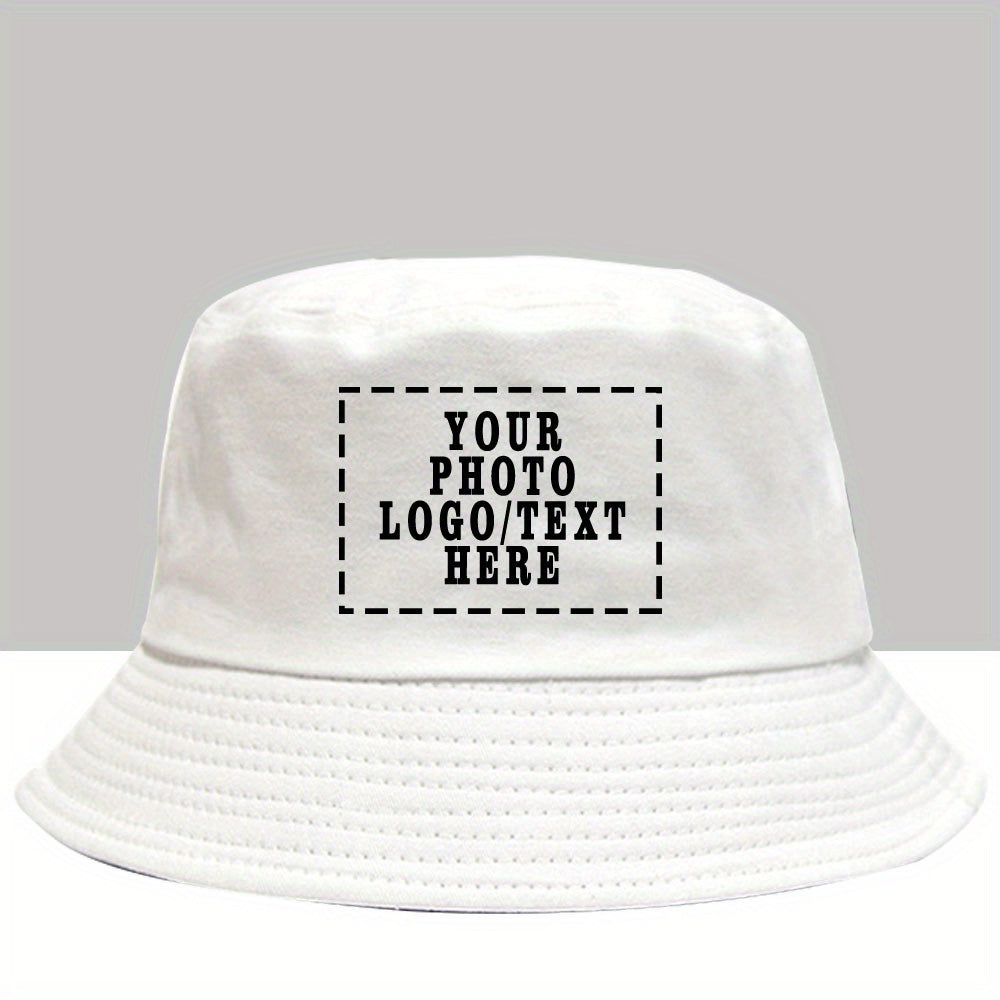 1pc Customizable Women'S Bucket Hat with Photo & Text - Lightweight, Durable Woven Material, Perfect for Outdoor Activities, Adjustable Fit for Hiking & Beach Wear, Beach Accessories