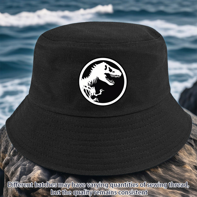 1pc Dinosaur Bone Print Bucket Hat, All-Season Lightweight Polyester Fisherman Cap with Toggle Closure, Machine Washable, Fitted Design - Multiple Colors Available