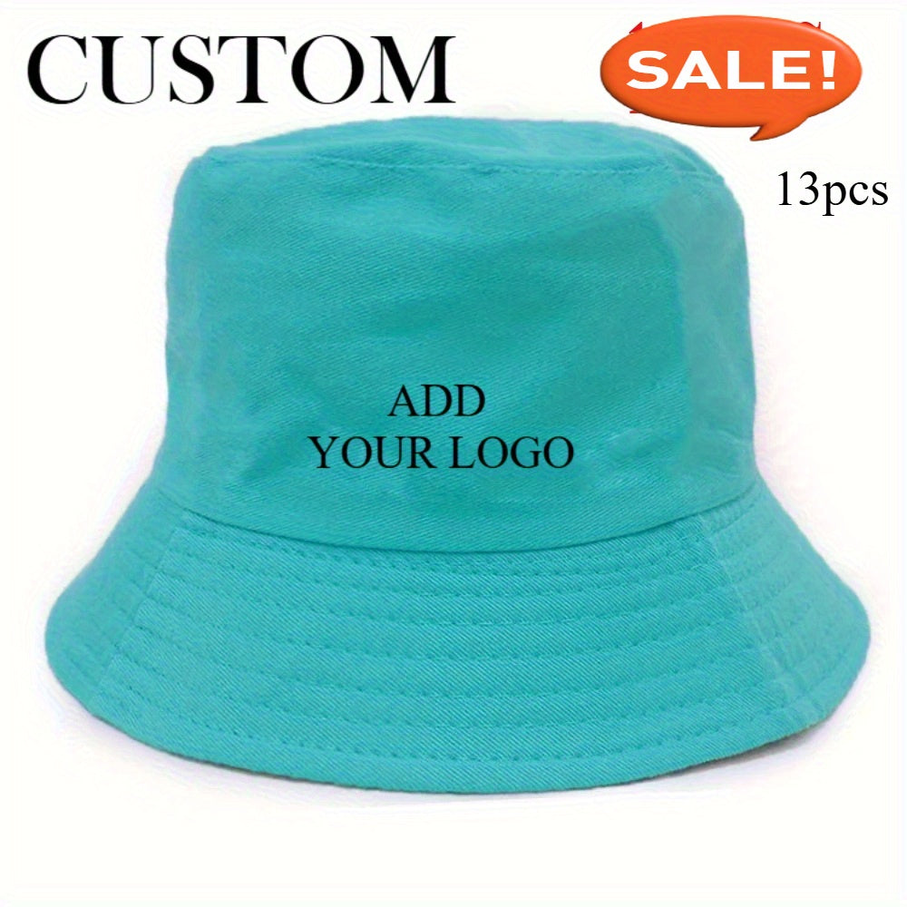 13pcs Customizable Wide-Brimmed Bucket Hats for Men & Women - Breathable, Adjustable Snap Closure, All-Season Outdoor Hats with Personalized Text & Patterns for Camping, Fishing, Travel, Music Festivals, Festive Headwear, Durable Headgear