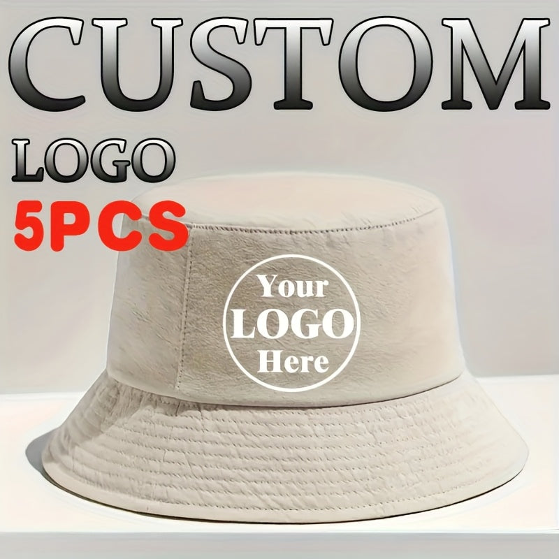 5pcs Customizable Men'S Bucket Hats - Personalized Design, Comfortable & Durable, Perfect for Outdoor Activities, Adjustable Fit, Breathable Fabric, Hand Wash Only, Outdoor Accessories | Adjustable Bucket Hat | Durable Hat