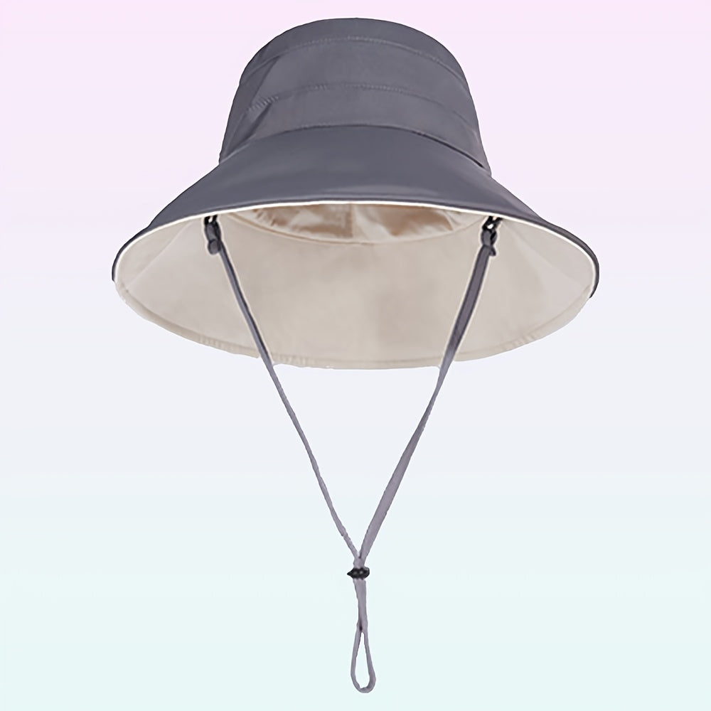 5pcs AOWUUC Women's Double-Sided Quick-Dry Fisherman Hats - Reversible Black & Beige, Lightweight Sun Protection with Adjustable Drawstring, Compact Foldable Design for Outdoor Camping, Beach, Hiking, Beach Hat | Casual Headwear | Durable Headgear