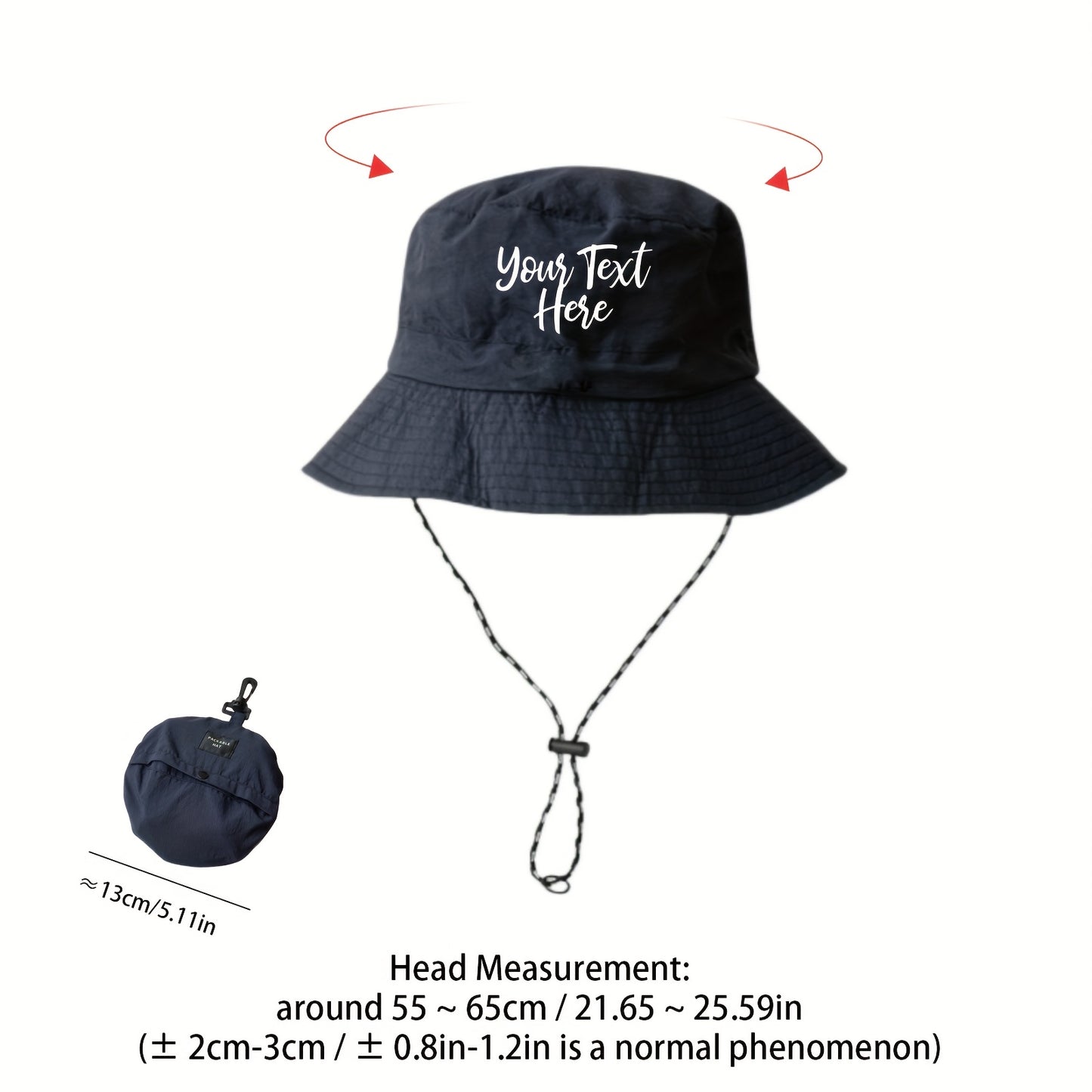 Customizable Text Outdoor Fishing Hat - Lightweight Sun Protection Bucket Hat with Adjustable Chin Strap, Foldable Design for Hiking, Beach & Travel - Durable Polyester, Machine Washable - Women's Fashion, Fishing Accessory