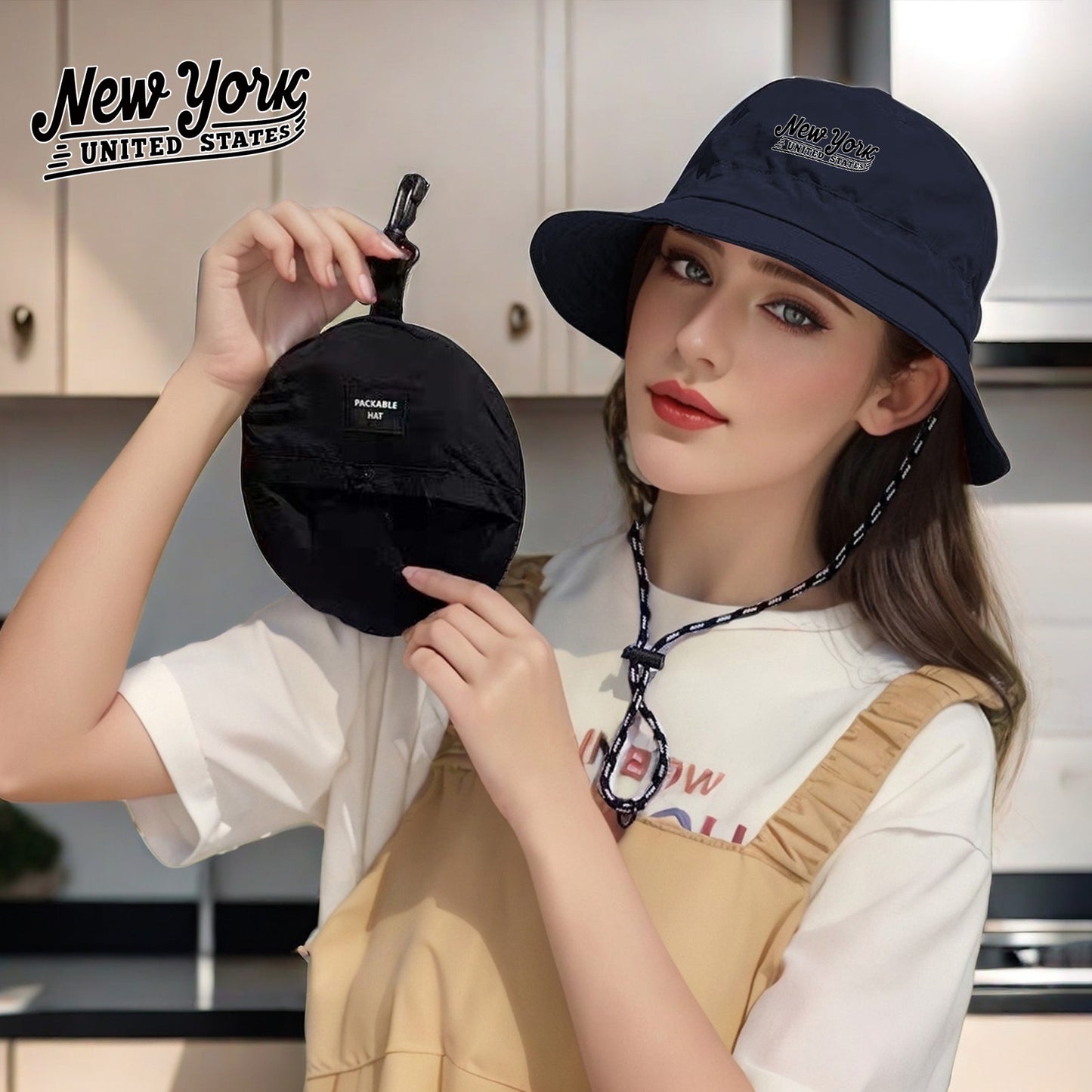 New York United States Bucket Hat - Lightweight, Foldable Outdoor Fishing Hat with Adjustable Strap, Machine Washable, Ideal for Hiking and Sports, Sports Accessories | Adjustable Headgear | Lightweight Hat
