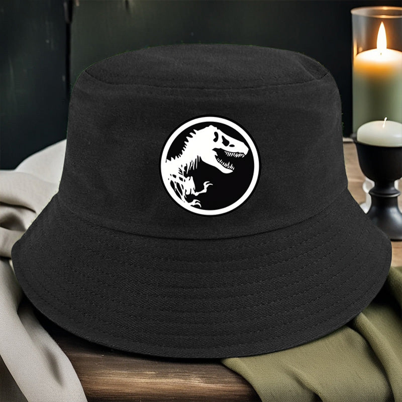 1pc Dinosaur Bone Print Bucket Hat, All-Season Lightweight Polyester Fisherman Cap with Toggle Closure, Machine Washable, Fitted Design - Multiple Colors Available