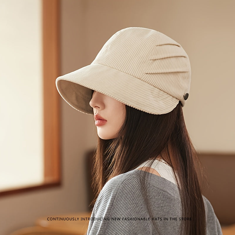 Anime-Inspired Corduroy Baseball Cap for Women, Breathable Polyester, Adjustable Fit, Craftsmanship, with Machine Washable for All-Season Versatile Hat