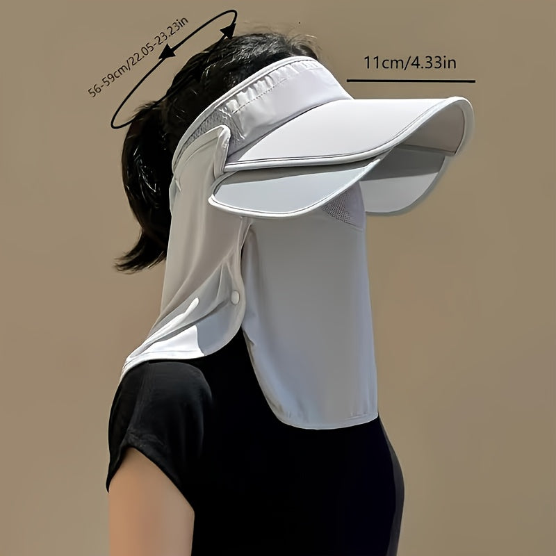 3-in-1 Sun Visor Hat 3-in-1 Women's Full Face Sun Protection Visor Hat | Soft Ice Fabric, Breathable & Comfortable | Durable UV Shield for Outdoor Sports, Golf, and Casual Wear, Solid Gray
