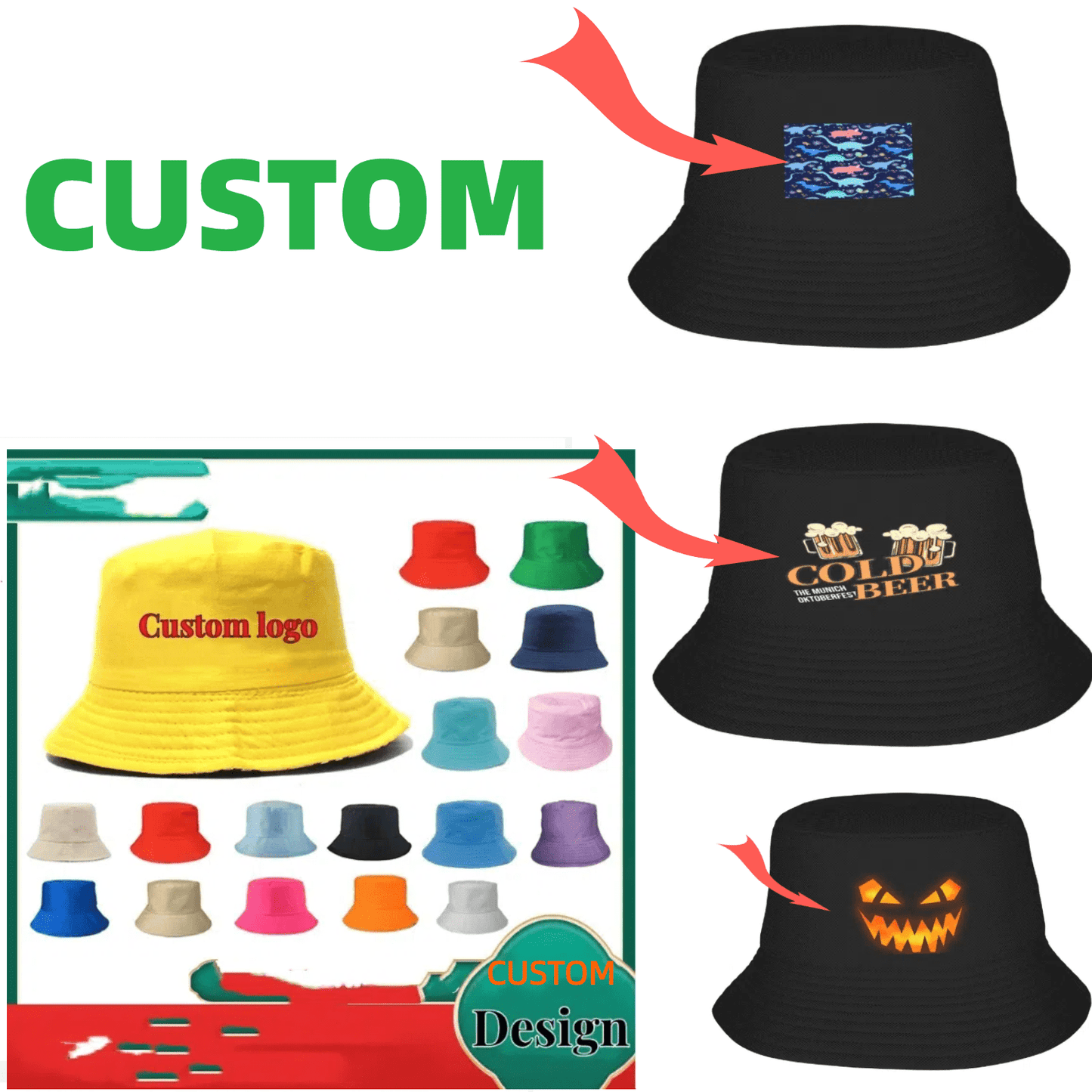13pcs Customizable Wide-Brimmed Bucket Hats for Men & Women - Breathable, Adjustable Snap Closure, All-Season Outdoor Hats with Personalized Text & Patterns for Camping, Fishing, Travel, Music Festivals, Festive Headwear, Durable Headgear
