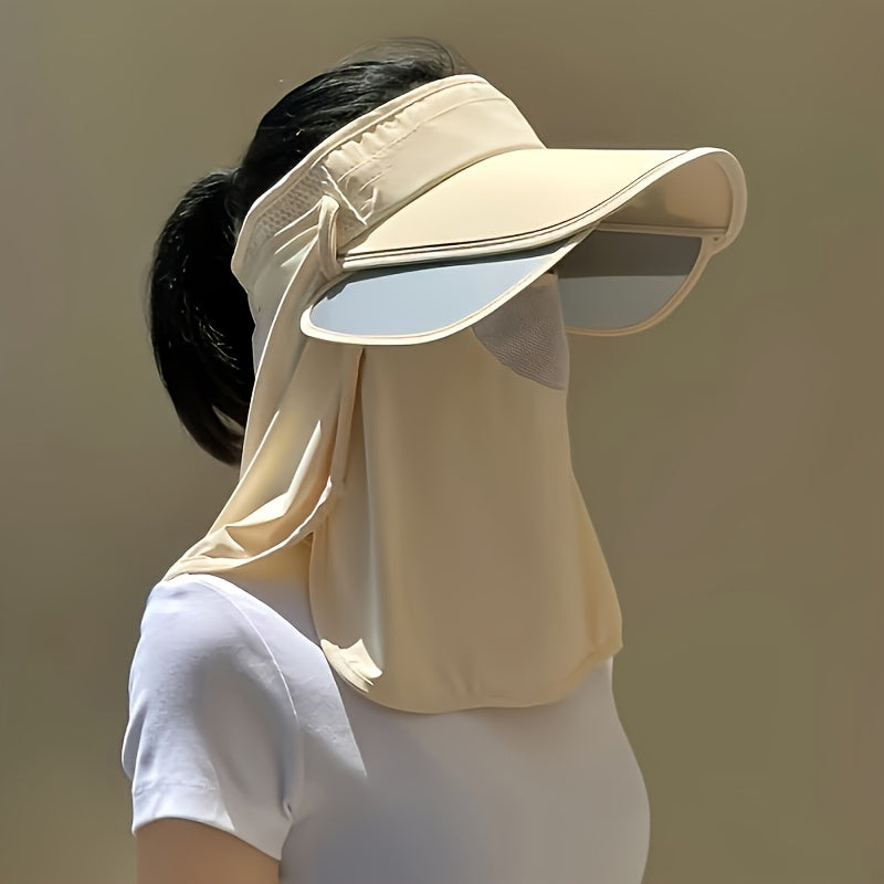 3-in-1 Sun Visor Hat 3-in-1 Women's Full Face Sun Protection Visor Hat | Soft Ice Fabric, Breathable & Comfortable | Durable UV Shield for Outdoor Sports, Golf, and Casual Wear, Solid Gray