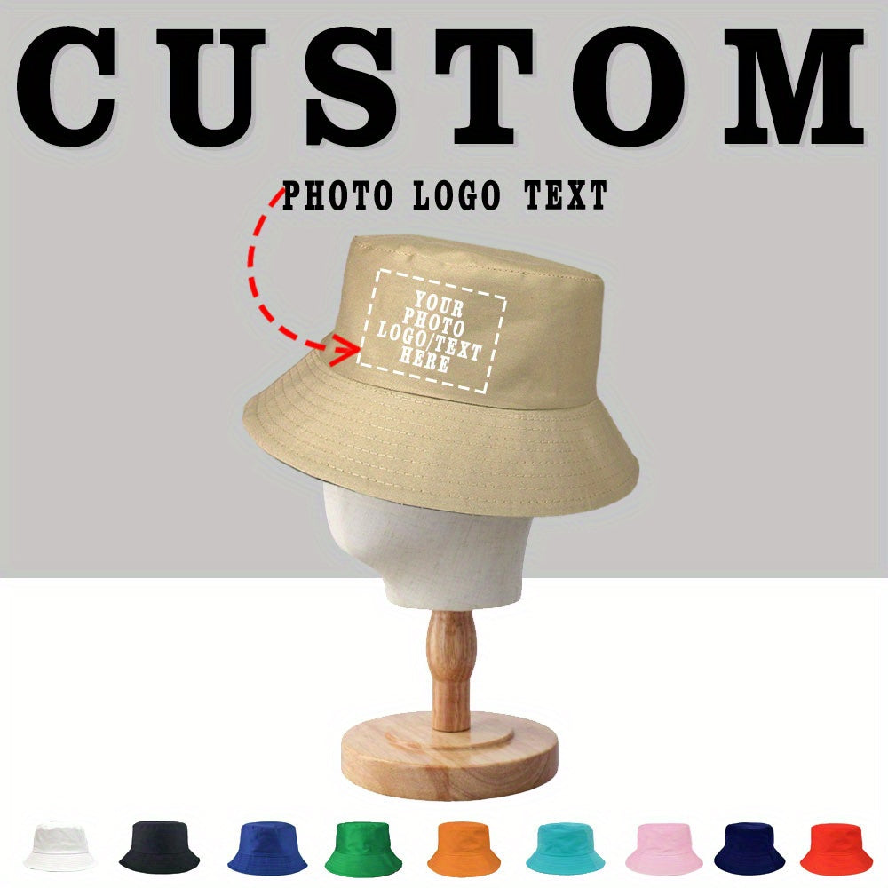 1pc Customizable Women'S Bucket Hat with Photo & Text - Lightweight, Durable Woven Material, Perfect for Outdoor Activities, Adjustable Fit for Hiking & Beach Wear, Beach Accessories