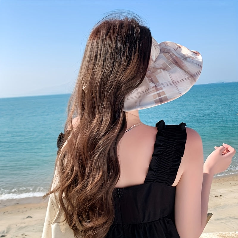 1pc 2025 Spring\u002FSummer New Printed Open-Top Sun Visor Hat Adjustable Fisherman Hat and Beauty Suitable for Beach Walking Vacation Trave