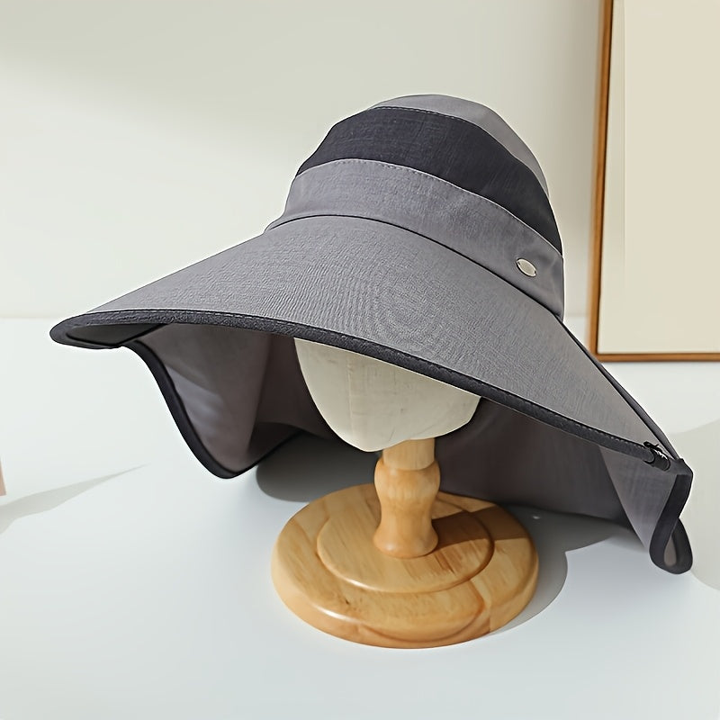 2pcs Women's Lightweight Breathable Sun Visor Hats - Wide Brim, Two-Tone Khaki & Cream, Foldable Design for Outdoor Activities, Camping, Travel, and Fishing