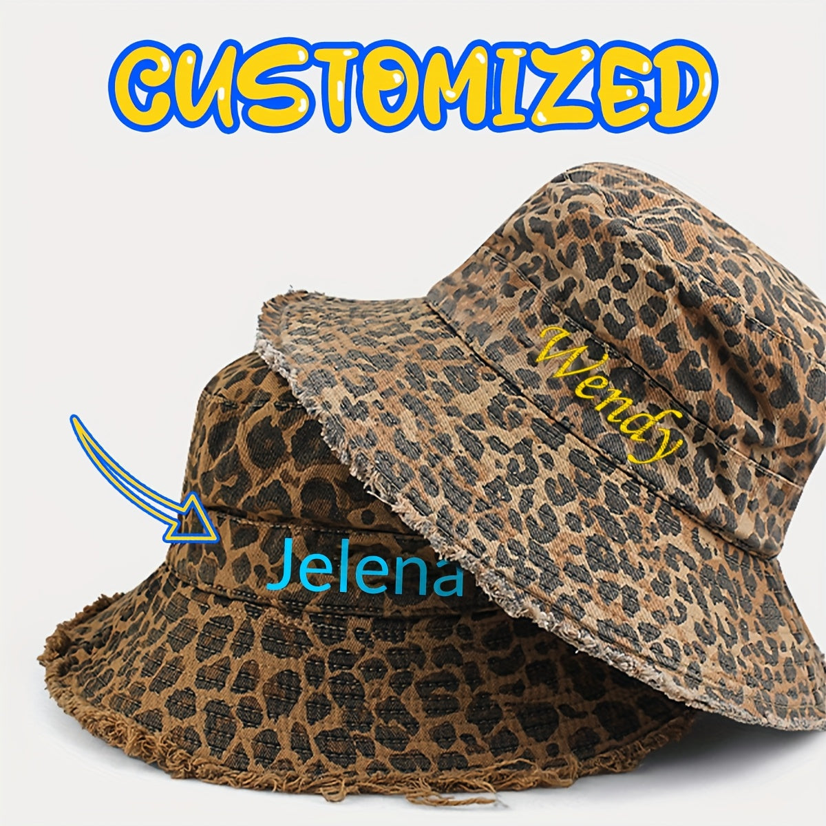 Leopard Bucket Hat Leopard Print Polyester Bucket Hat | Women's Fashion Embroidered with Adjustable Head Circumference Design, Wide Brim, Hand Wash or Dry Clean, Non-Stretch Fabric, Stylish and Versatile for Casual Wear