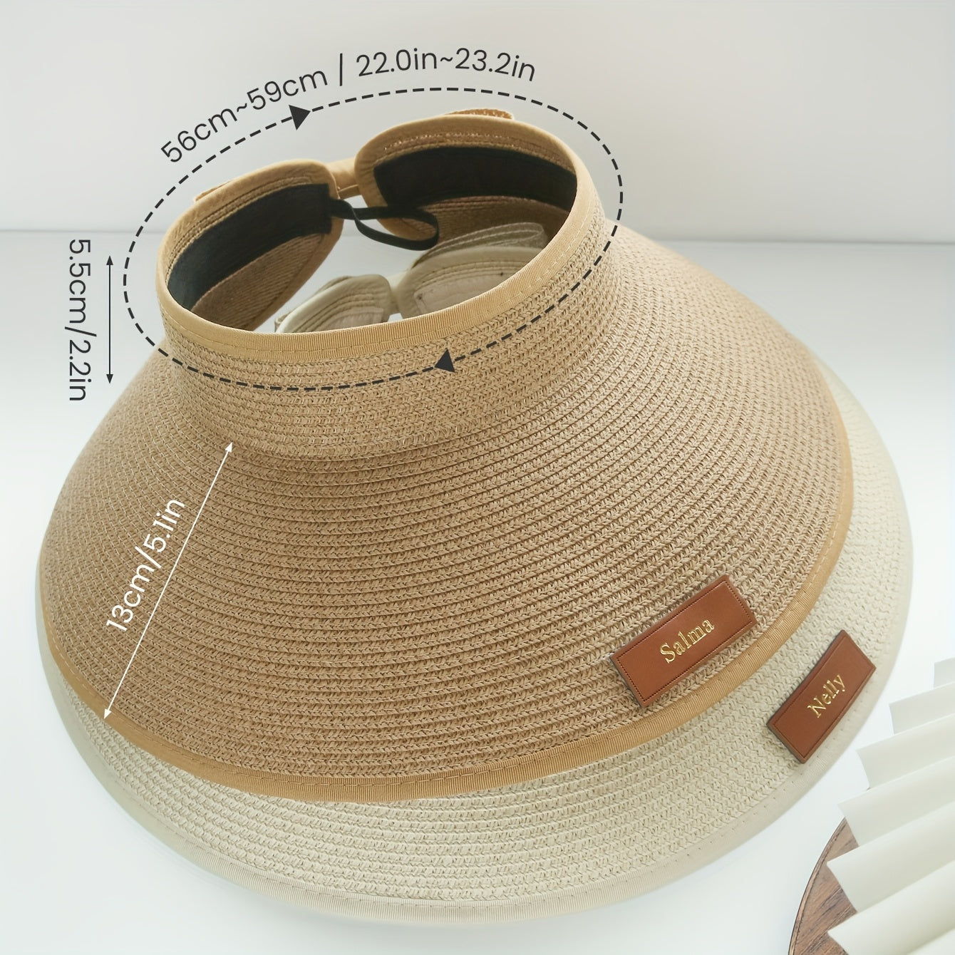 1pc Custom Name Women's Sun Hat - Personalized Golden Monogram Wide Brim Straw-Style Polyester Beach Hat, Foldable Packable Summer Visor with Snap Closure, Mother's Day Birthday Gift