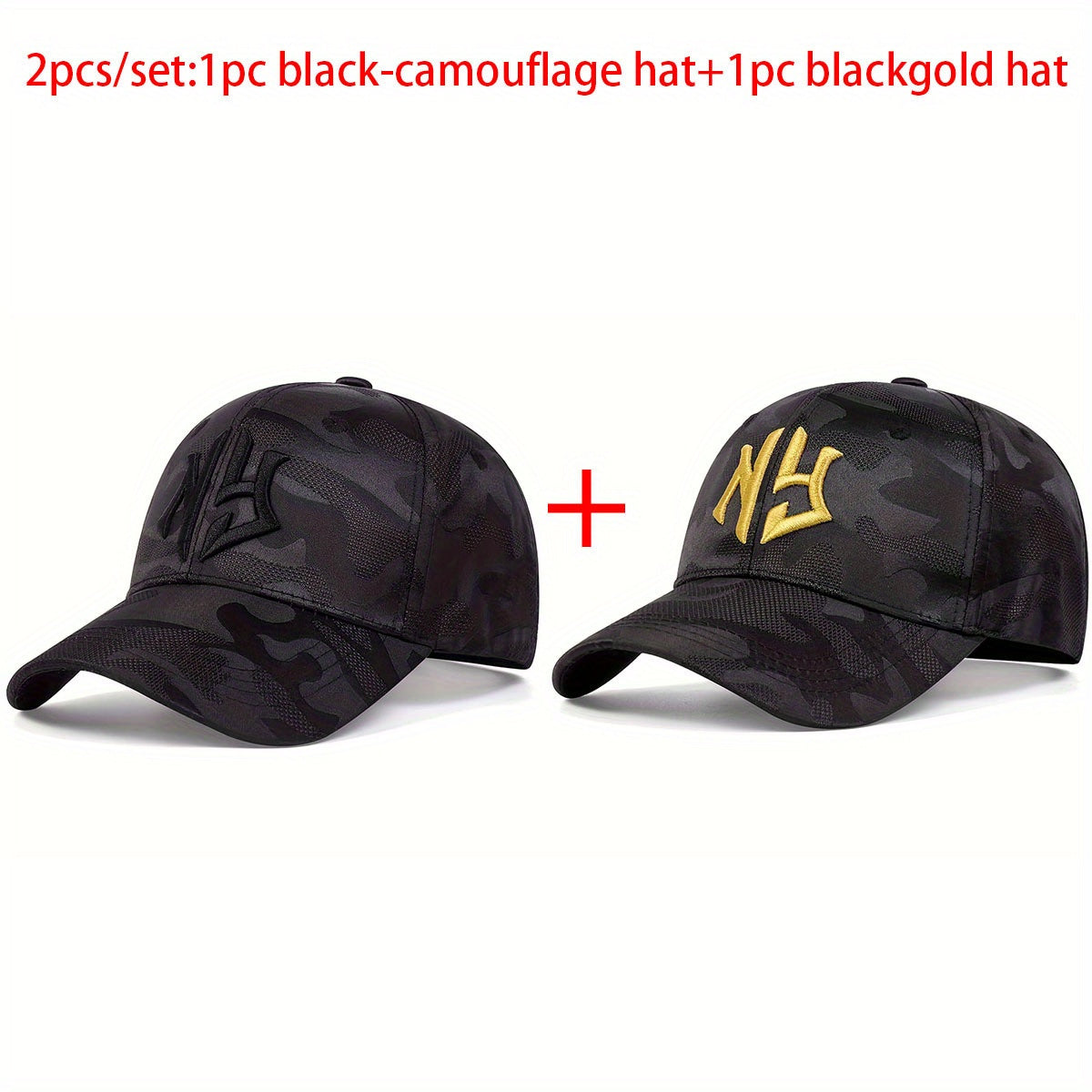 2pcs AR Brand NG Letter Embroidered Camouflage Baseball Caps, Lightweight Polyester, Adjustable Outdoor Sport Sunscreen Hats, All-Season Woven Leisure Caps, Hand Wash Only, for Travel, Beach & Tourism