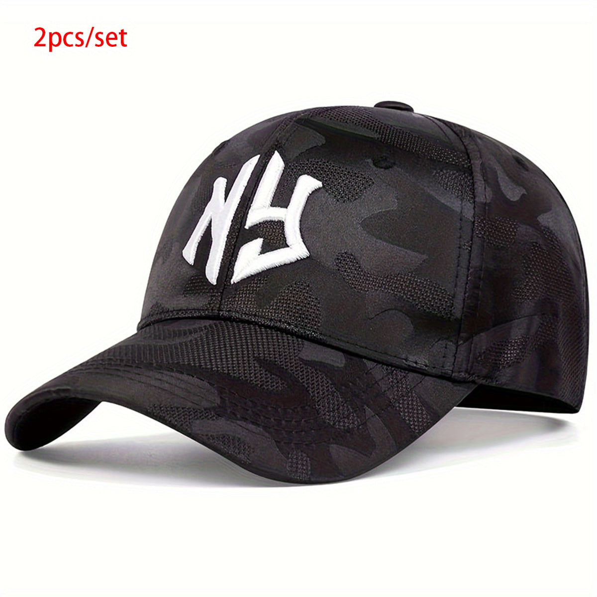 2pcs AR Brand NG Letter Embroidered Camouflage Baseball Caps, Lightweight Polyester, Adjustable Outdoor Sport Sunscreen Hats, All-Season Woven Leisure Caps, Hand Wash Only, for Travel, Beach & Tourism