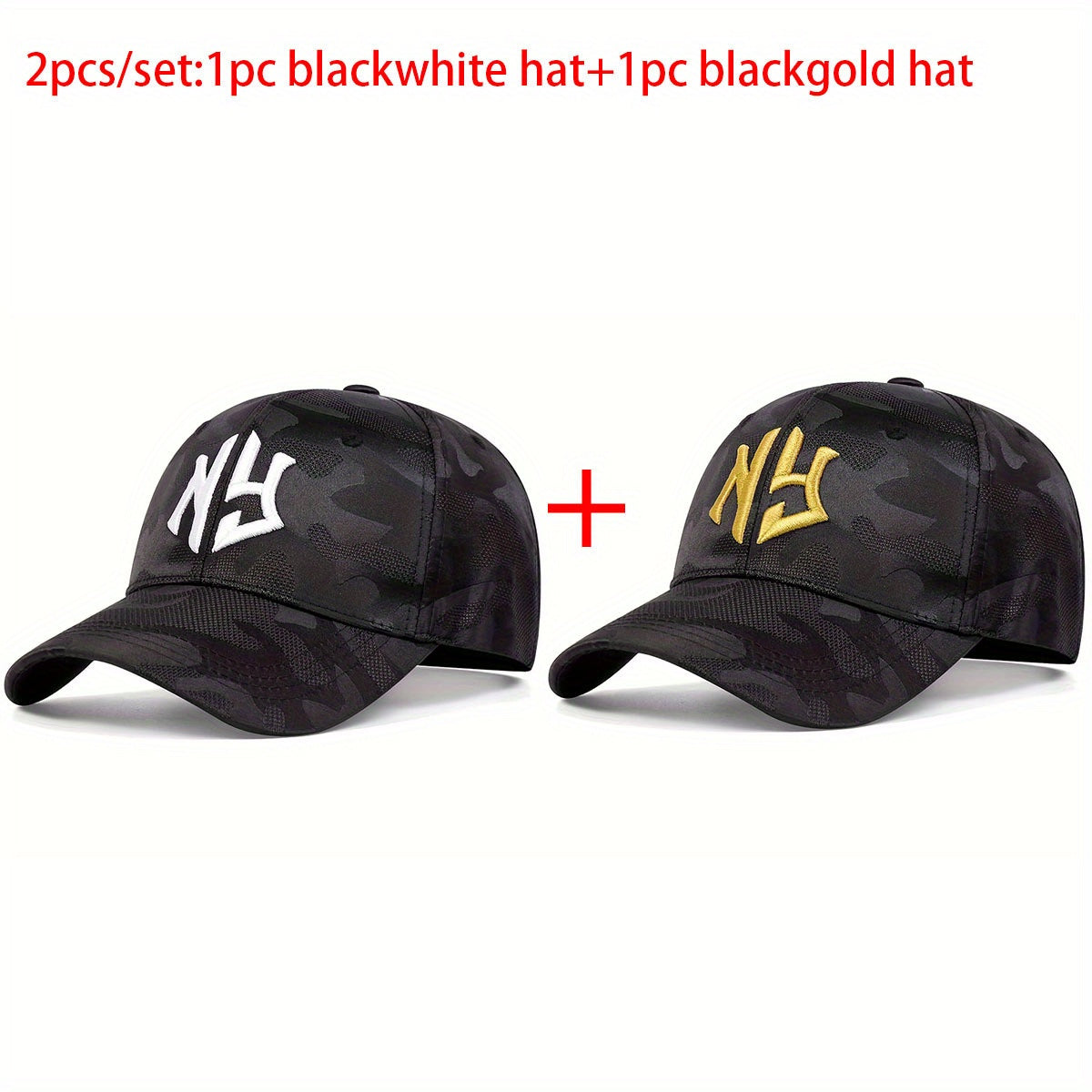 2pcs AR Brand NG Letter Embroidered Camouflage Baseball Caps, Lightweight Polyester, Adjustable Outdoor Sport Sunscreen Hats, All-Season Woven Leisure Caps, Hand Wash Only, for Travel, Beach & Tourism