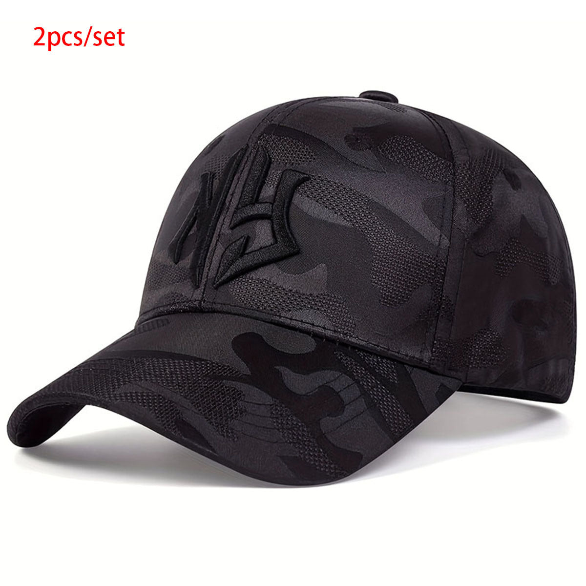 2pcs AR Brand NG Letter Embroidered Camouflage Baseball Caps, Lightweight Polyester, Adjustable Outdoor Sport Sunscreen Hats, All-Season Woven Leisure Caps, Hand Wash Only, for Travel, Beach & Tourism